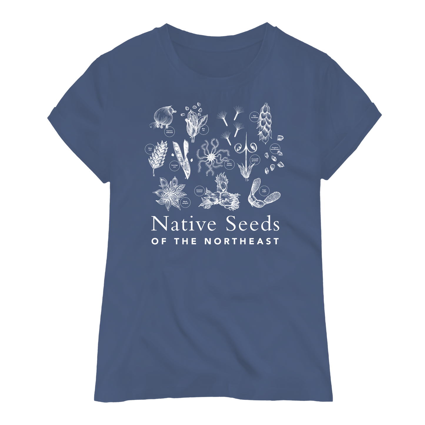 Native Seeds of the Northeast Adult Fitted T-Shirt - Blue