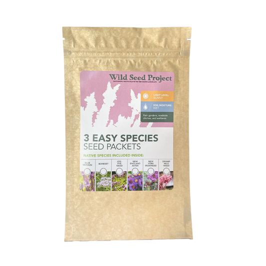 three packets of easy species for sunny wet sites
