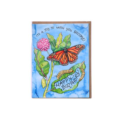 Monarchs and Milkweed Birthday Greeting Card
