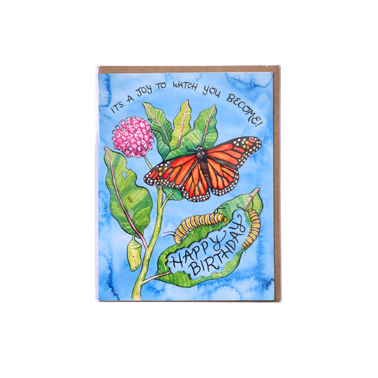 Monarchs and Milkweed Birthday Greeting Card