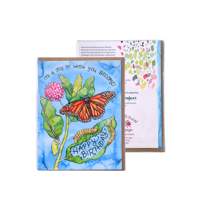 Monarchs and Milkweed Birthday Greeting Card